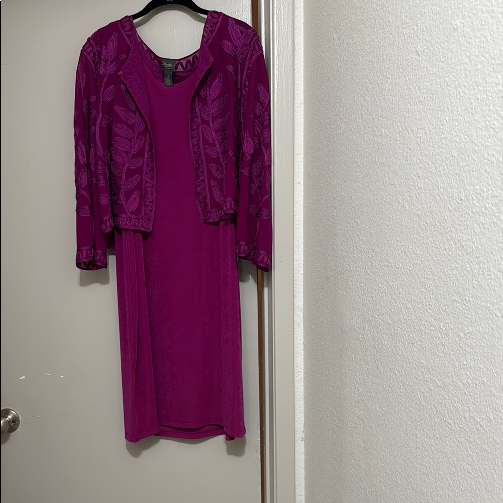 Chico’s Travelers Collection Elegant Purple Dress with Jacket